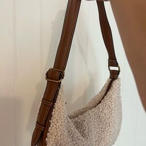 Zara Brown and Cream Sherpa Shoulder Bag